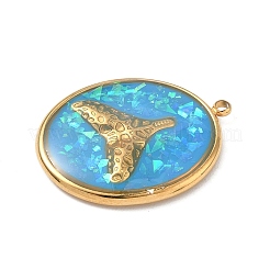 Подвески из нержавеющей стали 304 из эпоксидной смолы с натуральными ракушками и пайетками внутри&nbsp;STAS-L026-17G-E03