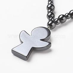 Немагнитные синтетический гематит подвеска ожерелья NJEW-G290-18