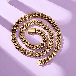 Ожерелья из кубинской цепочки из нержавеющей стали 304 толщиной 12 мм для унисекс&nbsp;NJEW-K295-02C-G