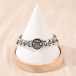 Браслеты из нержавеющей стали 304 с плоским круглым звеном и молотом Тора в форме мьёльнира&nbsp;BJEW-D379-07ASP