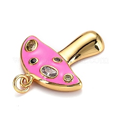 Colgantes de circonio cúbico micro pavé de latón chapado en oro real de 18k con tema de otoño&nbsp;ZIRC-L100-019C-G