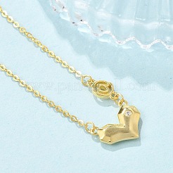 925 серебряное ожерелье с подвеской в виде сердца из прозрачного кубического циркония для женщин&nbsp;NJEW-D315-04G