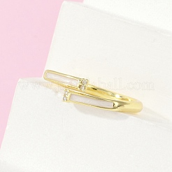 Латунные микро проложить манжеты кольца кубического циркония&nbsp;RJEW-S400-12G