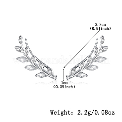 Женские серьги-клипсы в форме листа из стерлингового серебра с микропаве из прозрачных кубических цирконий S925 YN0481-1