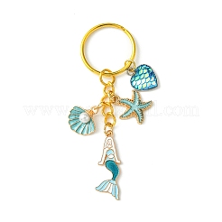 合金エナメルキーホルダー  鉄パーツ  人魚  ターコイズ  8.2cm&nbsp;KEYC-FS00003
