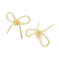 Orecchini a bottone in ottone placcato con fiocco bowknot da donna&nbsp;EJEW-Z051-10B-G