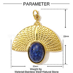 Подвески из нержавеющей стали 304 с натуральным лазуритом&nbsp;STAS-OY001-66G