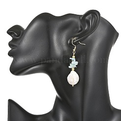 Ohrhänger aus natürlichem Larimar-Splitter und natürlicher Keshi-Perle&nbsp;EJEW-JE07445-02