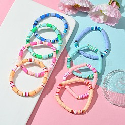 Set di bracciali elastici fatti a mano in argilla polimerica con perline heishi&nbsp;BJEW-JB07258