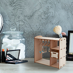 Собранные деревянные подставки для сережек в шкафу для кукол EDIS-WH0029-53