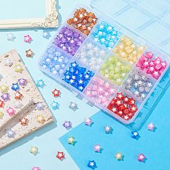 300шт 12 цвета прозрачные акриловые бусины&nbsp;TACR-CJ0001-63