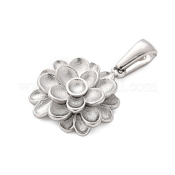 304ステンレスペンダント  花のチャーム  変色防止  ステンレス鋼色  20.5x17.5x4mm  穴：2.5x7mm&nbsp;STAS-Q349-01G-P