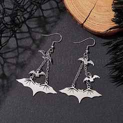 Серьги-подвески в форме летучей мыши из нержавеющей стали 304 EJEW-TA00452