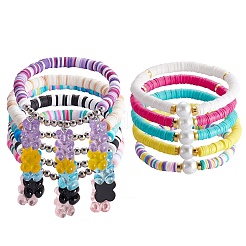 Бусины хейши из полимерной глины эластичные браслеты с подвесками BJEW-SZ0001-33