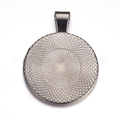 Flache runde Legierung Anhänger Fassungen&nbsp;LS-PALLOY-A15654-B