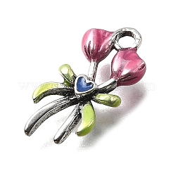 合金エナメルチャーム  花  ミックスカラー  17x8x4mm  穴：1.6mm&nbsp;ENAM-P260-03C-AS