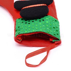 クリスマスの靴下をぶら下げ雪だるま布  スパンコール付き  キャンディーギフトバッグ  クリスマスツリーの装飾用  レッド  160x121x15mm&nbsp;HJEW-SZC0004-22