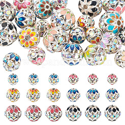 24 шт. 3 стиля круглых латунных бусин со стразами&nbsp;KK-TA0003-25