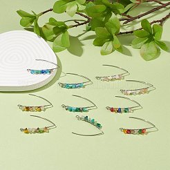 304ステンレススチールイヤリングフック  電気メッキガラス編組  三角形  ミックスカラー  41x26x4.5~6mm  穴：2mm  19ゲージ  ピン：0.9mm&nbsp;EJEW-JE04930