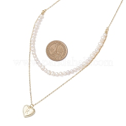 Двухслойное ожерелье из латуни с подвеской в виде сердца и буквы из натурального культивированного пресноводного жемчуга 