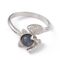 Кольца на палец из натурального лабрадорита со змеей&nbsp;RJEW-E067-05P