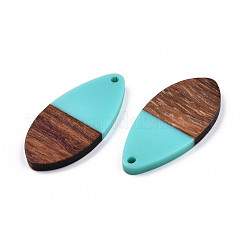 Pendentifs en résine opaque et bois de noyer&nbsp;RESI-N025-032-B03