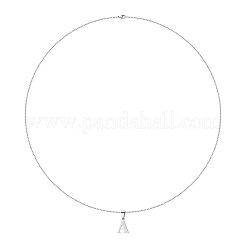 201 ожерелье с подвеской в виде инициала из нержавеющей стали с кристаллами и стразами&nbsp;FS-WG28760-01