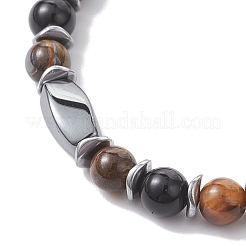Браслеты из бусин из натурального тигрового глаза&nbsp;BJEW-JB12941-01
