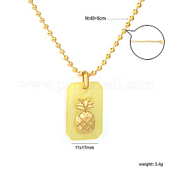 Colliers à chaîne à billes en acier inoxydable 304 avec pendentif en forme de fruit et rectangle&nbsp;WGDAD40-03