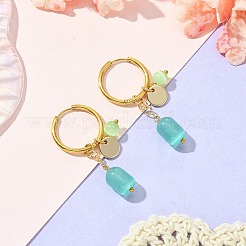 Натуральные серьги-кольца «кошачий глаз» EJEW-JE06001