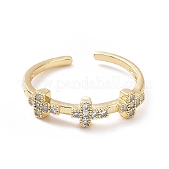 Кольцо-манжета с крестом из прозрачного кубического циркония RJEW-I094-11G