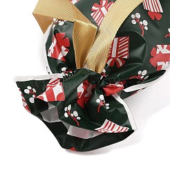 クリスマスギフトボックス プラスチック包装ポーチ 巾着袋  長方形  濃い緑  17.5x12x0.01cm&nbsp;ABAG-Q053-03F