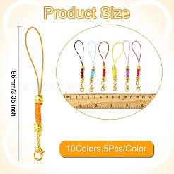 50 шт. 10-цветные ремешки для мобильных телефонов из сплава полиэстера&nbsp;AJEW-CJ0001-62