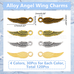 120 шт. 4-х цветные подвески-крылышки из сплава в тибетском стиле TIBEP-DC0001-38