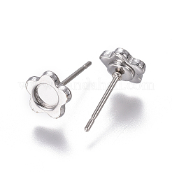 変色しない304ステンレススチール製イヤリング部品  花  ステンレス鋼色  トレイ：4mm  7mm  ピン：0.8mm&nbsp;LS-STAS-F222-046