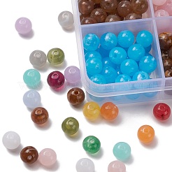 450шт 15 цвета круглые акриловые бусины с имитацией драгоценных камней OACR-YW0001-19