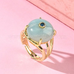 Bracciale aperto in ottone con micro pavé di zirconi cubici (colore casuale).&nbsp;RJEW-D347-02G-09
