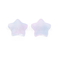 ツートン透明スプレー塗装ガラスビーズ  スター  ライトブルー  12.5x13x5mm  穴：1mm&nbsp;GLAA-T022-25-C07