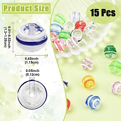 15 шт. круглых прозрачных бусин ручной работы в технике лэмпворк&nbsp;LAMP-YW0004-15