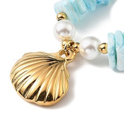 Ожерелья с подвесками в форме ракушек из нержавеющей стали 304 STAS-Z101-03G