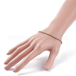 女性のためのガラスの丸いビーズのストレッチブレスレット  ライトゴールド  内径：2-1/8インチ（5.5cm）  ビーズ：2mm&nbsp;BJEW-JB07911-02