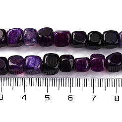 天然石ドラゴンアゲート瑪瑙ビーズ連売り  染め＆加熱  キューブ  パープル  7~8x7~8x7~8mm  穴：0.9mm  約56個/連  14.57''（37センチメートル）&nbsp;G-G177-E10-01
