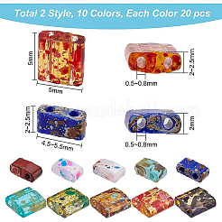 200шт 10 цвета прозрачные стеклянные бусины с 2 отверстиями SEED-BC00001-11