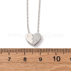 925 Halskette mit Herzanhänger aus Sterlingsilber mit Mikropavé und klarem Zirkonia für Damen&nbsp;NJEW-D316-04P