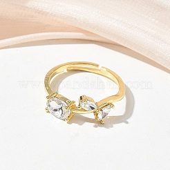 Anillos ajustables de latón y vidrio con forma de flor&nbsp;GL-CBA18A7-01G-04