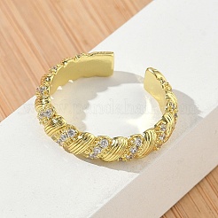 Messing Micro Pave Zirkonia Manschette offene Ringe&nbsp;RJEW-C163-21G