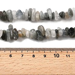 Нити бусин из натурального голубого меха кролика с рутиловым кварцем G-H315-A06-01