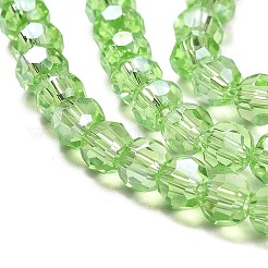 透明ガラスビーズ  32ファセット  ABカラーメッキ  ラウンド  薄緑  4.5x4mm  穴：1mm  約87~93個/連  32~33cm&nbsp;EGLA-A035-T4mm-B09
