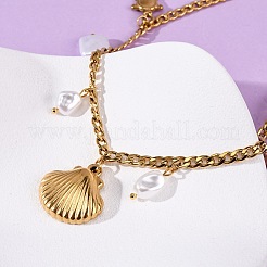 Женские кулоны в форме раковины дельфина и черепахи из нержавеющей стали 304 NJEW-F346-06G