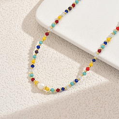 Ожерелья из круглых бусин из натурального окрашенного камня и пресноводного жемчуга для женщин на каждый день и для вечеринок XX1529